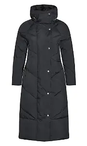 Evans Black Funnel Midaxi Coat