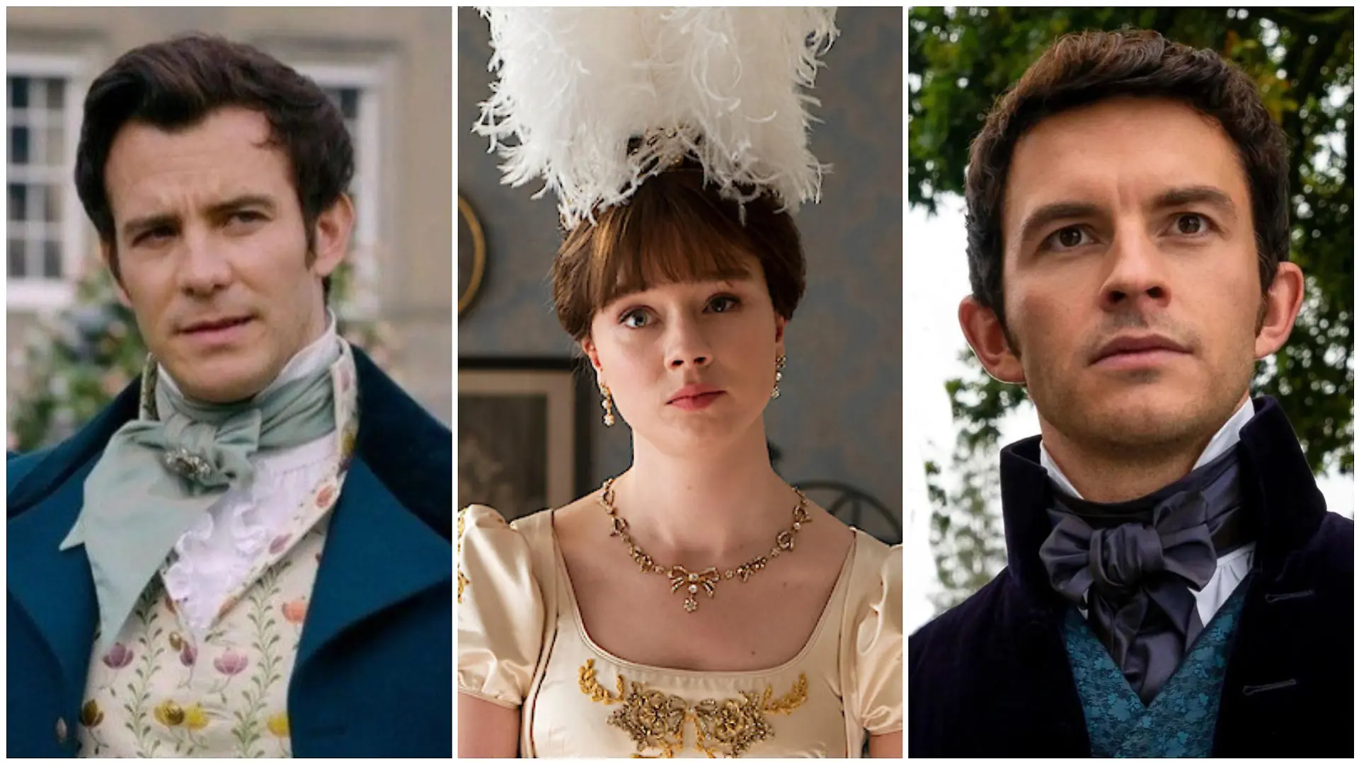 Wieder mit dabei: Luke Thompson als Benedict Bridgerton, Claudia Jessie als Eloise Bridgerton sowie Jonathan Bailey alias Anthony Bridgerton