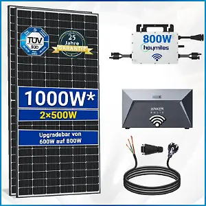 Balkonkraftwerk mit Speicher 1.000W mit Hoymiles 800W-Wechselrichter
