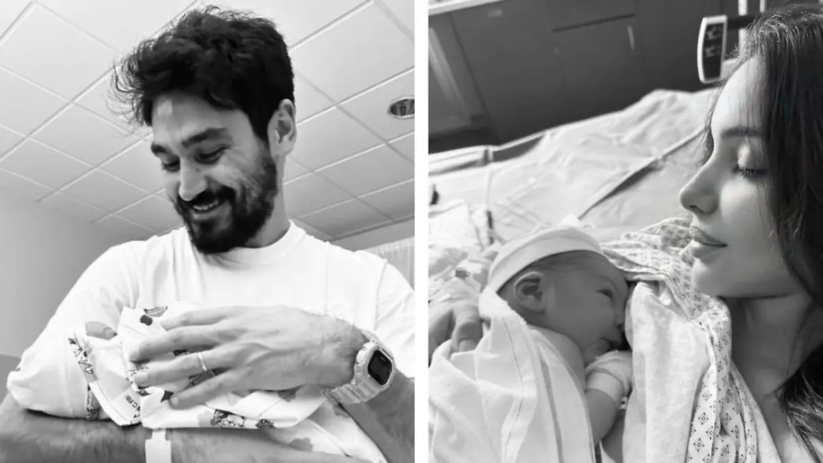 Ilkay Gündogan mit seiner Frau Sara und Sohn Kais