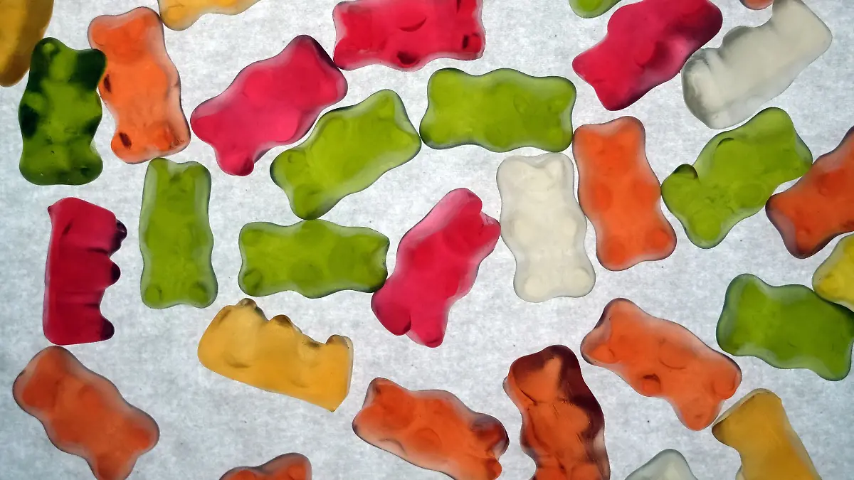 Gummibärchen in einem Haribo-Werk.