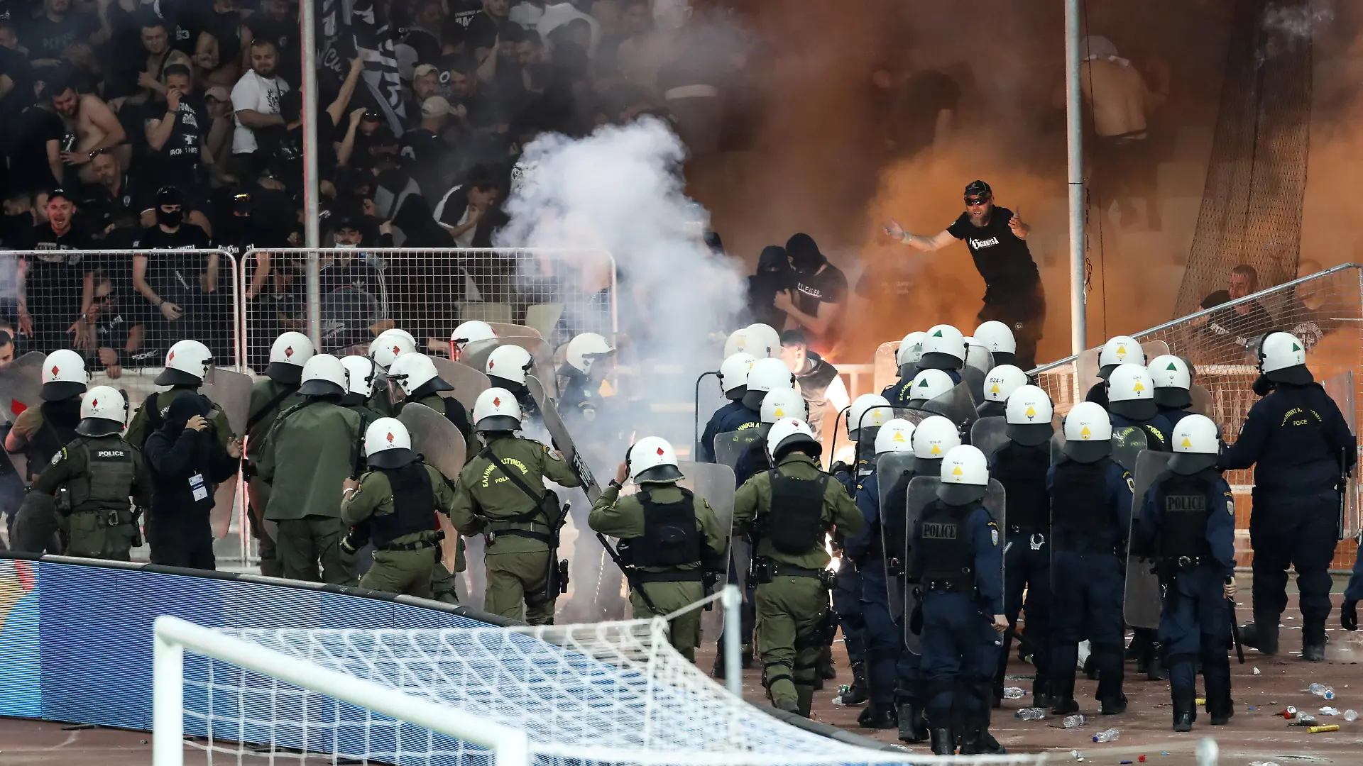 May 21, 2022, Athens, Greece: Fans clash with police during the Greek Cup Final soccer match between Panathinaikos and PAOK at the Olympic stadium in Athens, (Credit Image: © Eurokinissi via ZUMA Press Wire