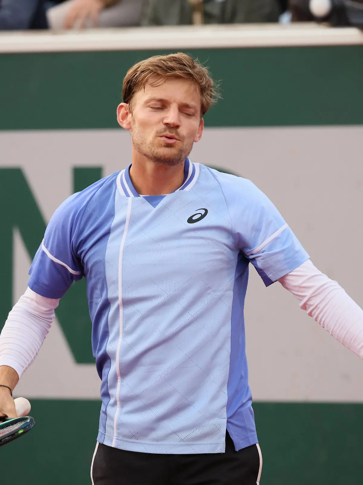 Belgian David Goffin pictured in action during a tennis match between Belgian Goffin and French Perricard, in the first round of the men s singles, at the Roland Garros French Open tennis tournament, in Paris, France, Tuesday 28 May 2024. This year s tournament takes place from 26 May to 09 June. BENOITxDOPPAGNE PUBLICATIONxNOTxINxBELxFRAxNED x93534443x