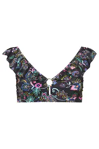 Yours Bikinioberteil mit Paisleymuster und Rüschen