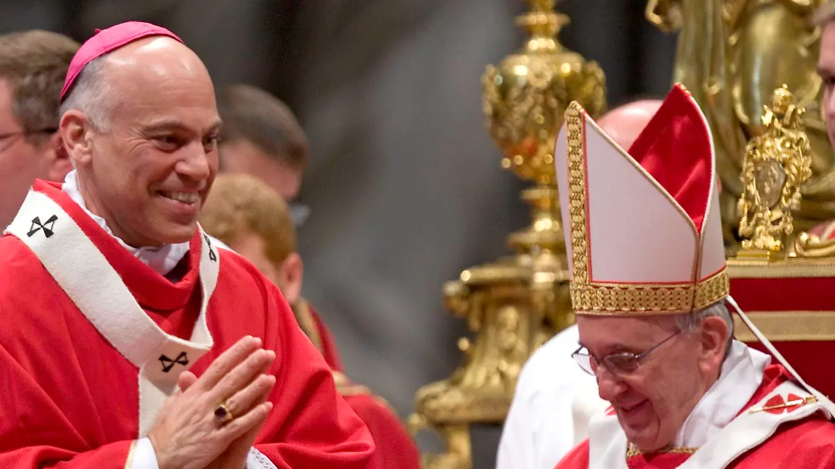 Vatican, Rome - June 29, 2013 Solemnity of St. Peter and Paul at St. Peter Basilica and imposition of the Pallium (a papal insignia) upon the new metropolitan archbishops In the middle from left: Monsignor Salvatore Joseph Cordileone, archbishop of San Francisco (USA), and Pope Francis