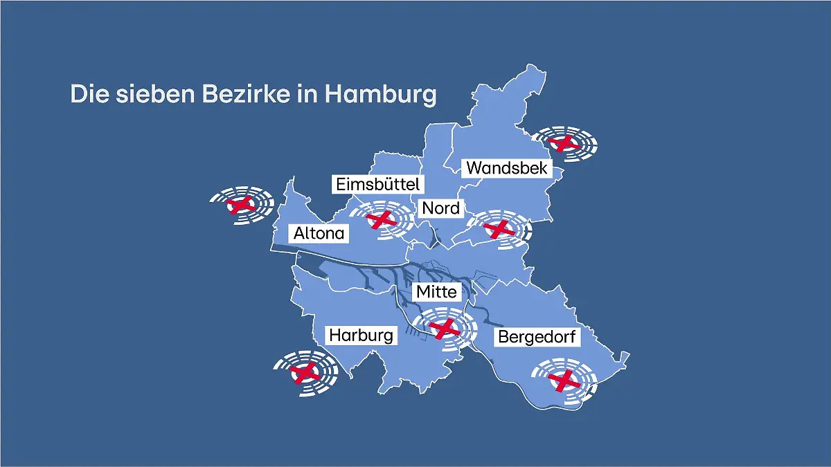 Jeder der sieben Bezirke in Hamburg hat ein eigenes Parlament, die Bezirksversammlung.