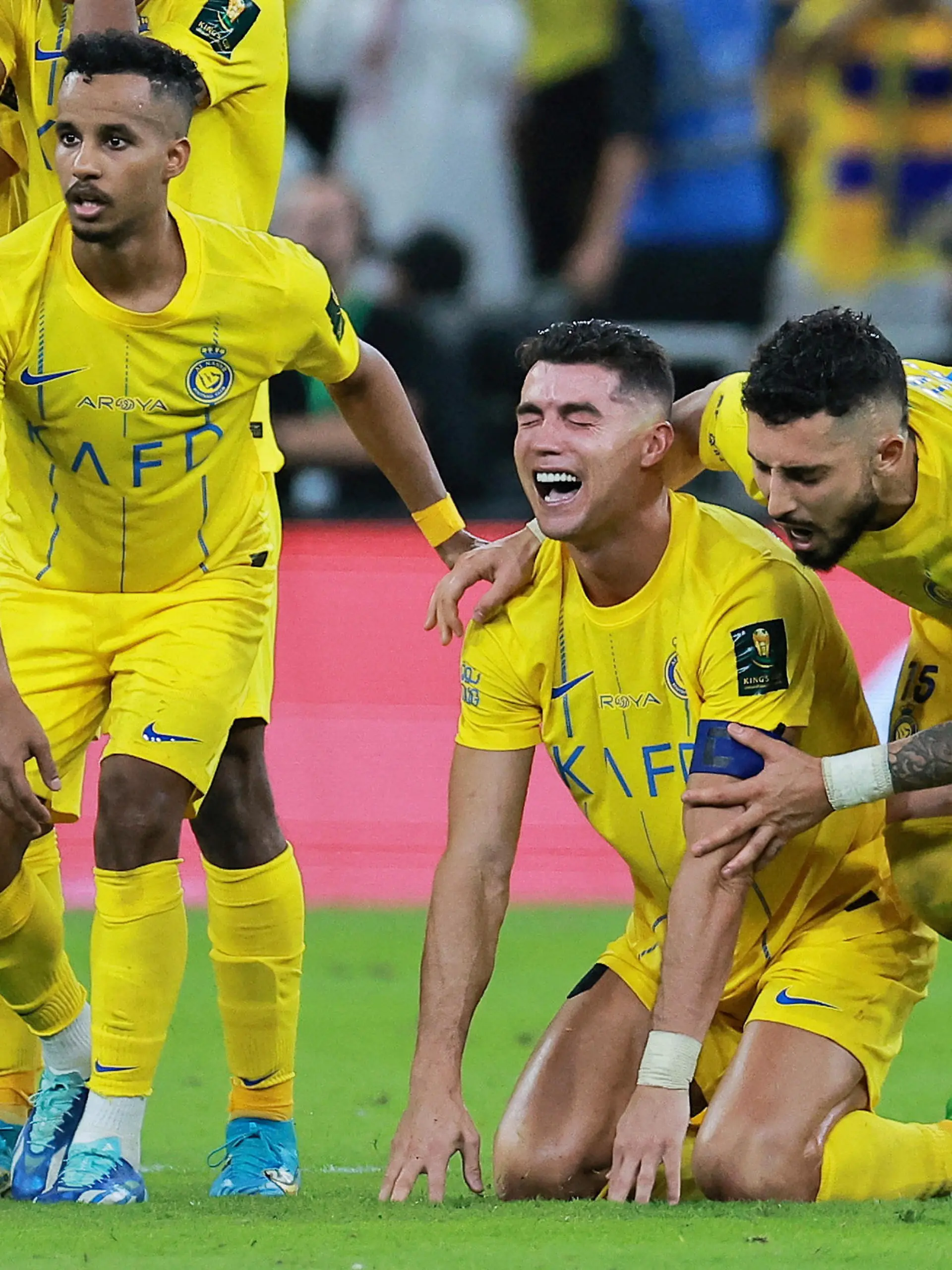 Soccer Football - Saudi King Cup - Final - Al Hilal v Al Nassr - King Abdullah Sport City, Jeddah, Saudi Arabia - June 1, 2024  Al Nassr's Cristiano Ronaldo, Alex Telles and Abdulrahman Ghareeb look dejected after losing the penalty shootout and the Saudi King Cup final REUTERS/Stringer     TPX IMAGES OF THE DAY