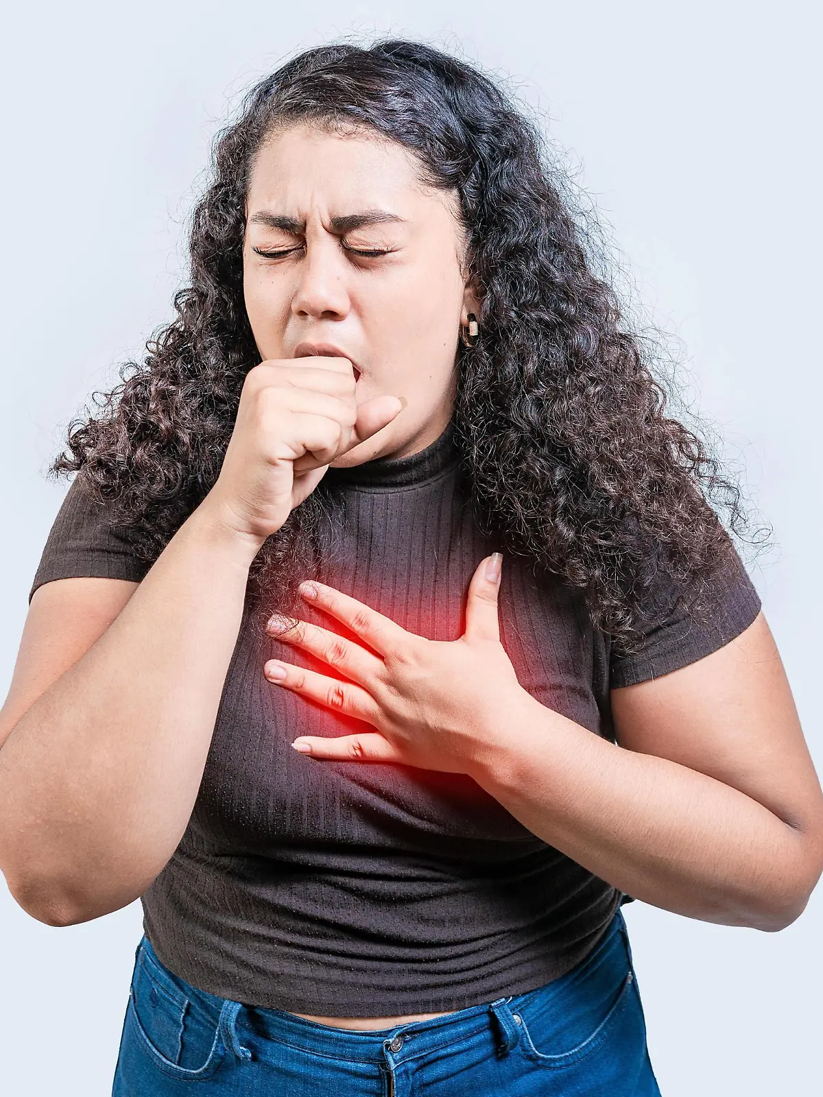 Mädchen mit Bronchitis hustet stark isoliert. Junge Frau leidet an Husten isoliert *** Girls with Bronchitis coughs strong isolated Boy Woman suffers to Cough isolated Copyright: imageBROKER/IsaixHernandez ibxiih10387012.jpg ,model released, Symbolfoto ,property released Bitte beachten Sie die gesetzlichen Bestimmungen des deutschen Urheberrechtes hinsichtlich der Namensnennung des Fotografen im direkten Umfeld der Veröffentlichung