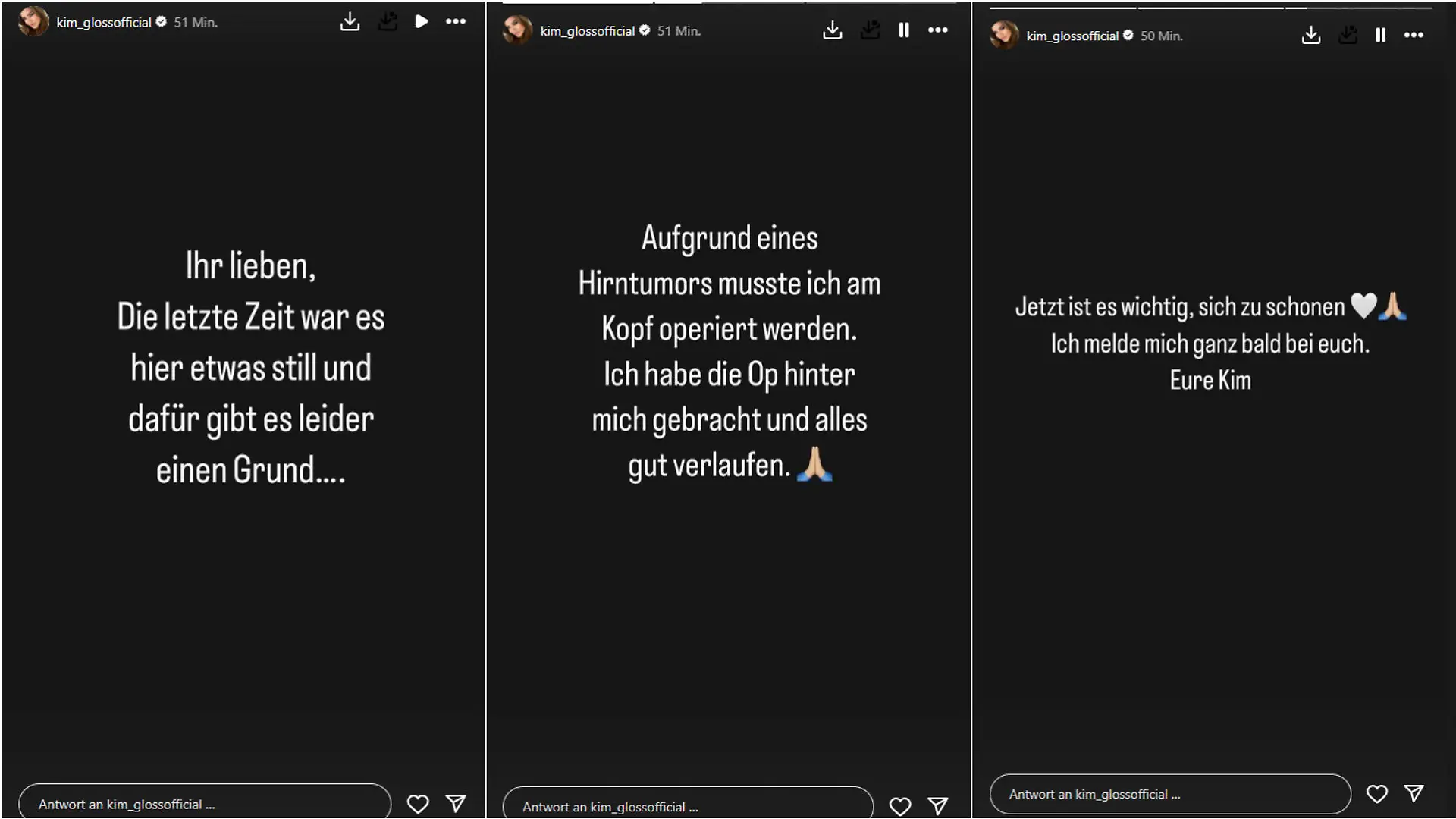 Kim Gloss schockt ihre Fans mit dieser Nachricht in ihrer Instagram-Story.