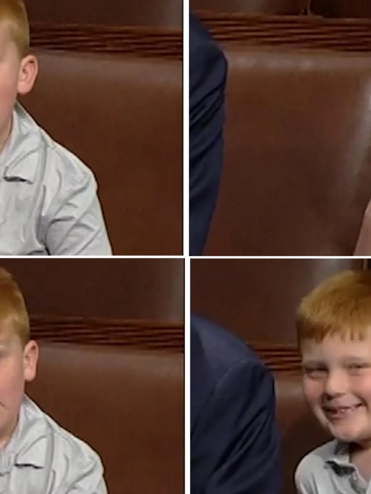 Alles langweilig, was Papa da erzählt! Der Sohn eines US-Politikers macht bei der Rede seines Vater nur Quatsch im Hintergrund!