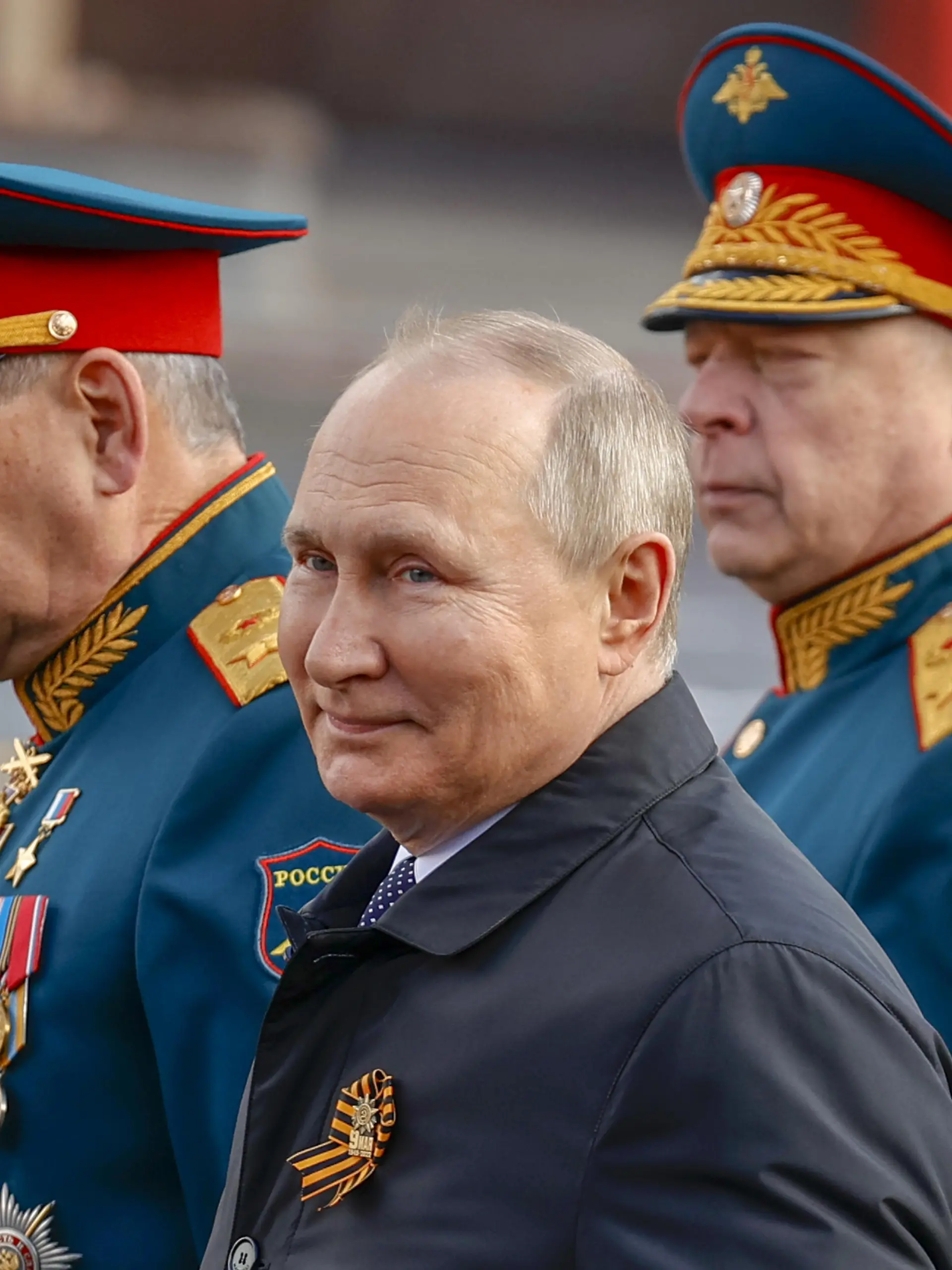 MOSCOW, RUSSIA - MAY 09: Russian President Vladimir Putin attends the military parade during 77th anniversary of the Victory Day in Red Square in Moscow, Russia on May 09, 2022. The Victory parade take place on the Red Square on 09 May to commemorate the victory of the Soviet Union's Red Army over Nazi-Germany in WWII. Sefa Karacan / Anadolu Agency