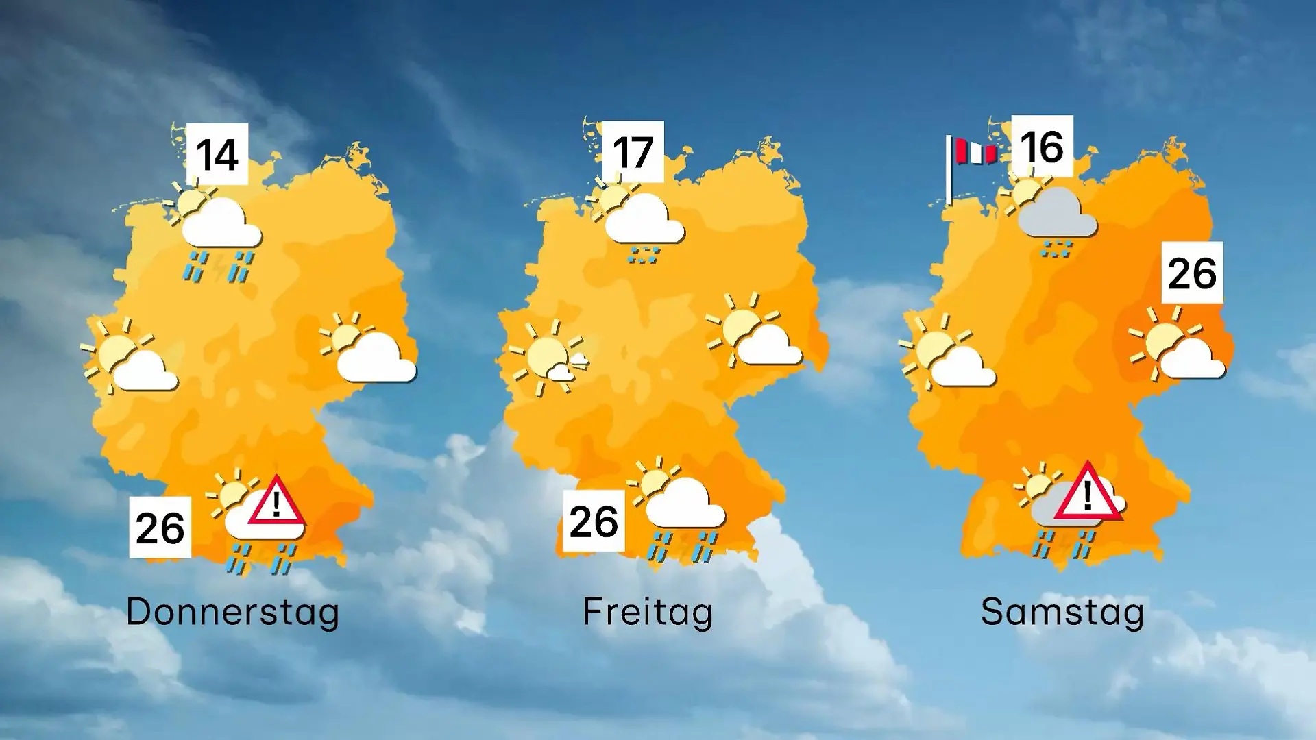 Der Wettertrend von Donnerstag bis Samstag