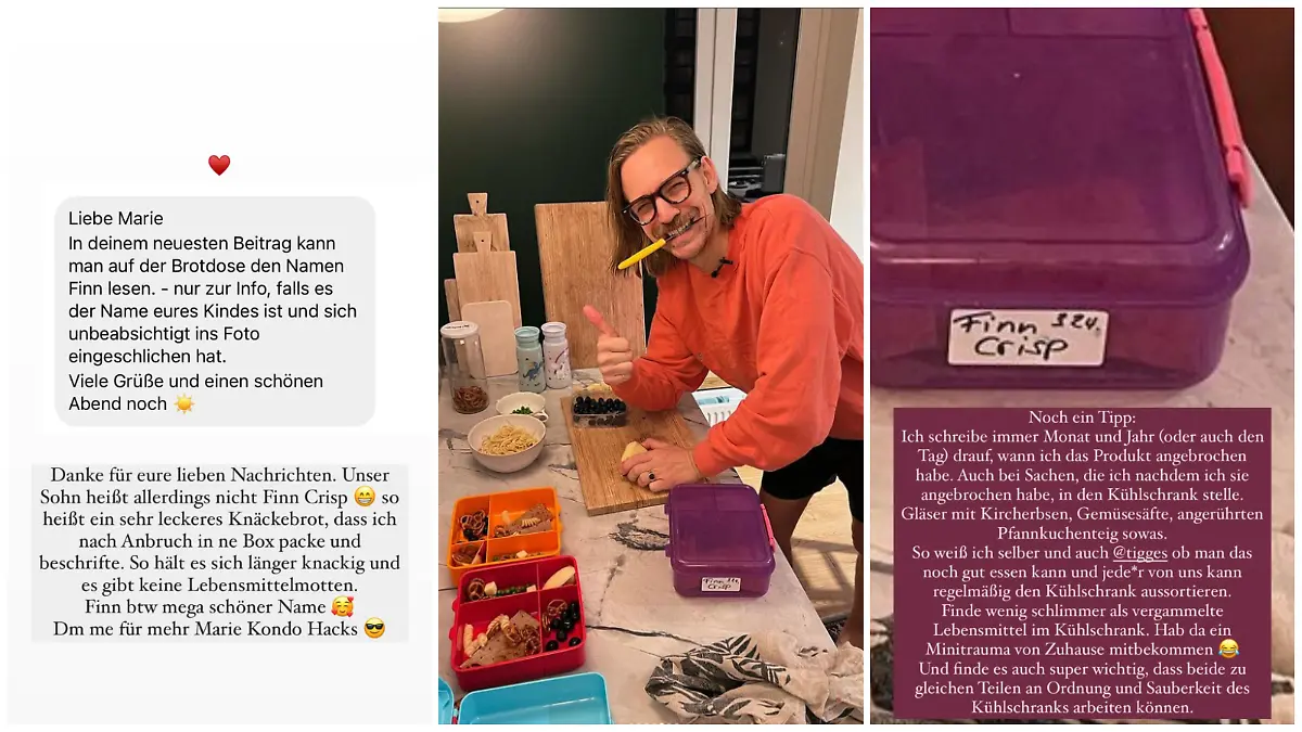 Sebastian Tigges bereitet für die Kinder das Frühstück vor - ist auf einer Brotdose der Name seines Sohnes zu lesen?