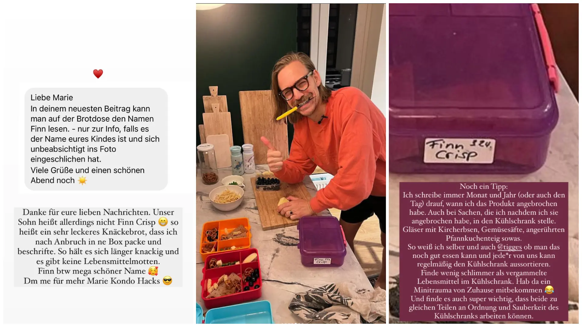 Sebastian Tigges bereitet für die Kinder das Frühstück vor - ist auf einer Brotdose der Name seines Sohnes zu lesen?