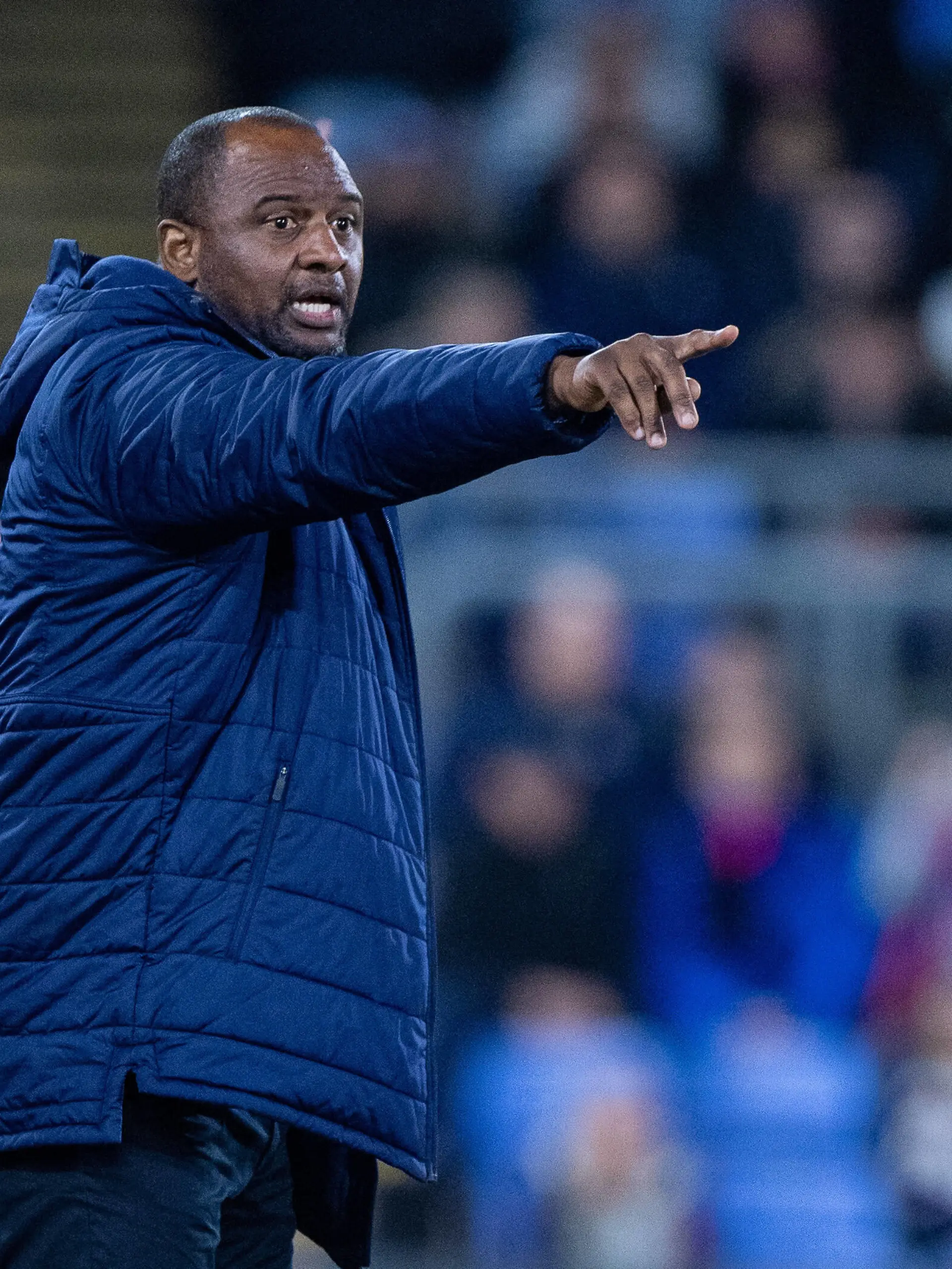 LONDON, ENGLAND - APRIL 04: manager Patrick Vieira of Crystal Palace during the Premier League match between Crystal Palace and Arsenal at Selhurst Park on April 4, 2022 in London, United K EDITORIAL USE ONLY. No use with unauthorized audio, video, data, fixture lists, club/league logos or live services. Online in-match use limited to 120 images, no video emulation. No use in betting, games or single club/league/player publications Crystal Palace v Arsenal - Premier League Copyright: xSebastianxFrejx 