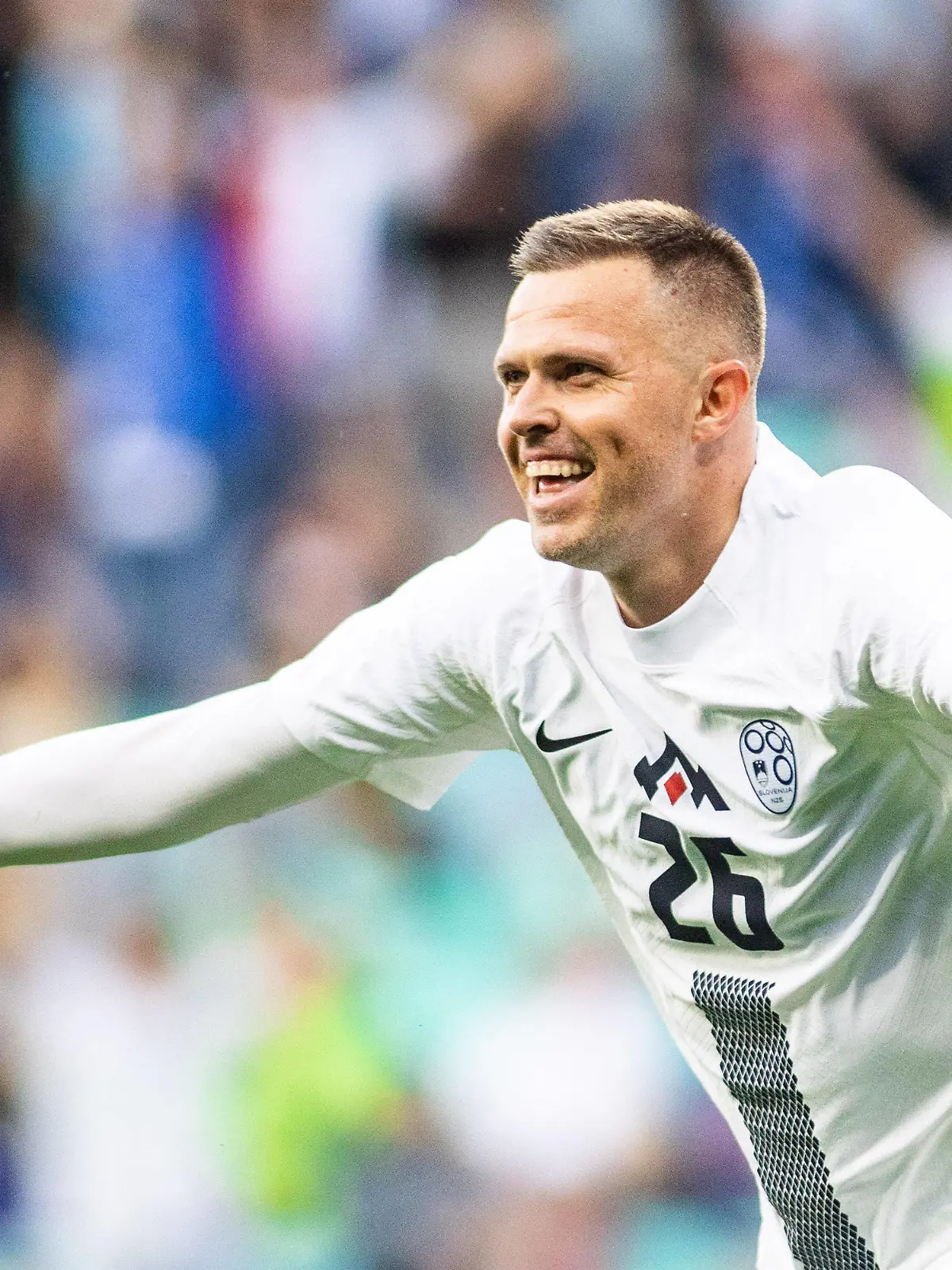 Josip Ilicic of Slovenia celebrates during international friendly football match between Slovenia and Armenia, on June 4, 2024 in Stozice Stadium, Ljubljana, Slovenia. Photo by Nik Moder / Sportida//SPORTIDA_1306.8712/Credit:Nik Moder / Sportida/SIPA/2406051539 / action press