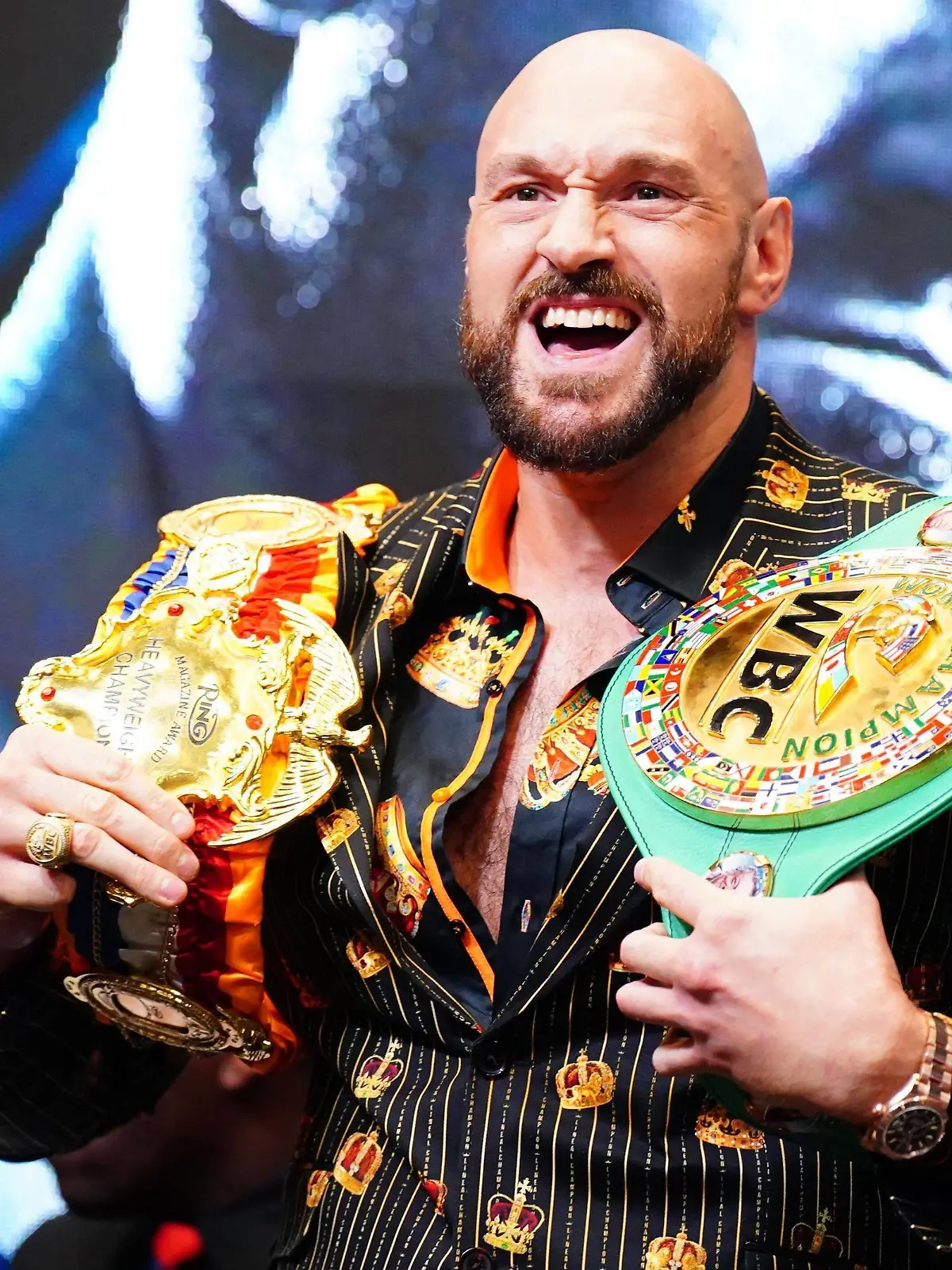 Sport Themen der Woche KW16 Sport Bilder des Tages Mandatory Credit: Photo by Javier Garcia/Shutterstock 12901495k Tyson Fury during his pre-fight press conference, PK, Pressekonferenz Tyson Fury v Dillian Whyte, WBC Heavyweight Championship, Press Conference, Boxing, Wembley Stadium, London, UK - 20 Apr 2022 Tyson Fury v Dillian Whyte, WBC Heavyweight Championship, Press Conference, Boxing, Wembley Stadium, London, UK - 20 Apr 2022 PUBLICATIONxINxGERxSUIxAUTXHUNxGRExMLTxCYPxROMxBULxUAExKSAxONLY Copyright: xJavierxGarcia/Shutterstockx 12901495k