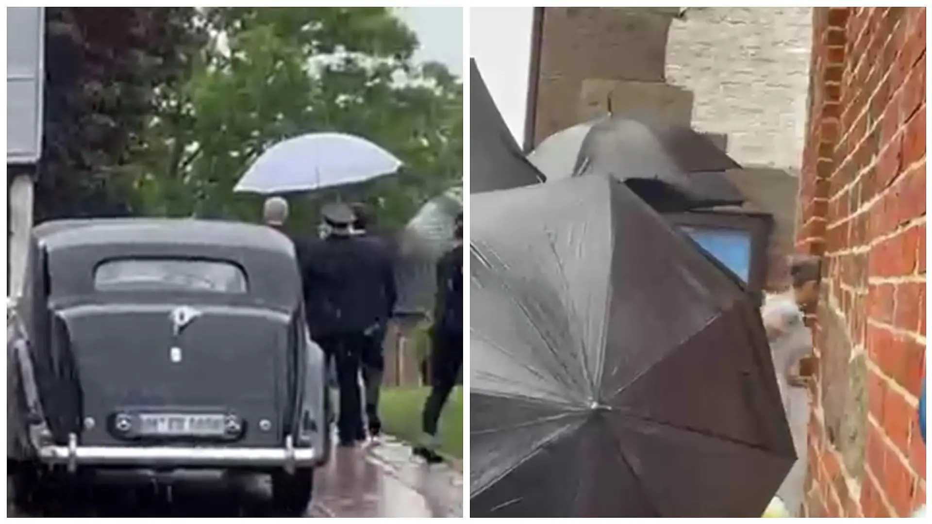 H.P. Baxxter und seine Sara betreten im Regen die Kirche