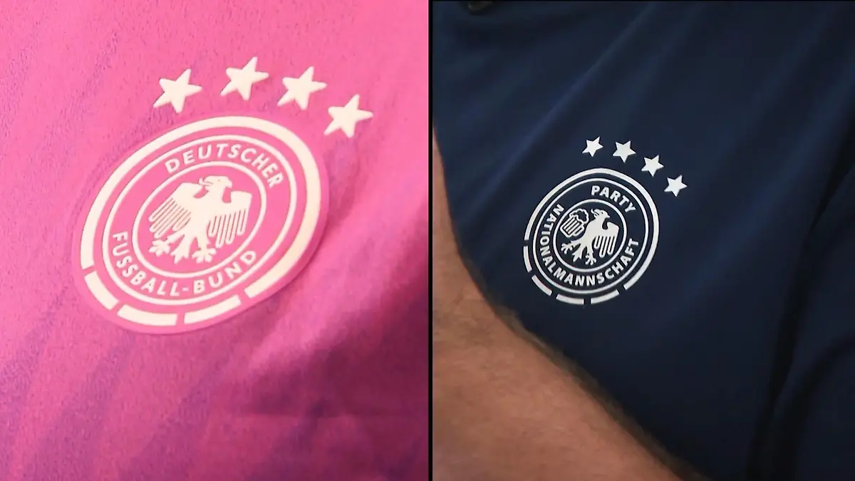 Ikke Hüftgolds Partylogo (rechts) sei dem echten Logo der Deutschen Nationalmannschaft zu ähnlich, findet der DFB