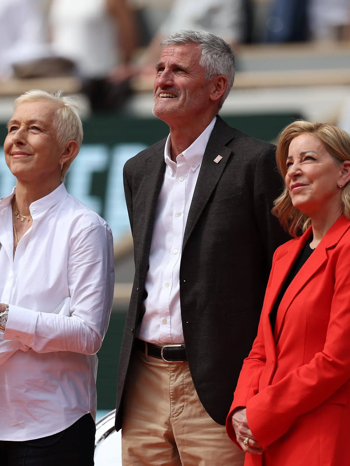 Martina Navratilova (l.) und Chris Evert (r.) sind bei den French Open zu Besuch.