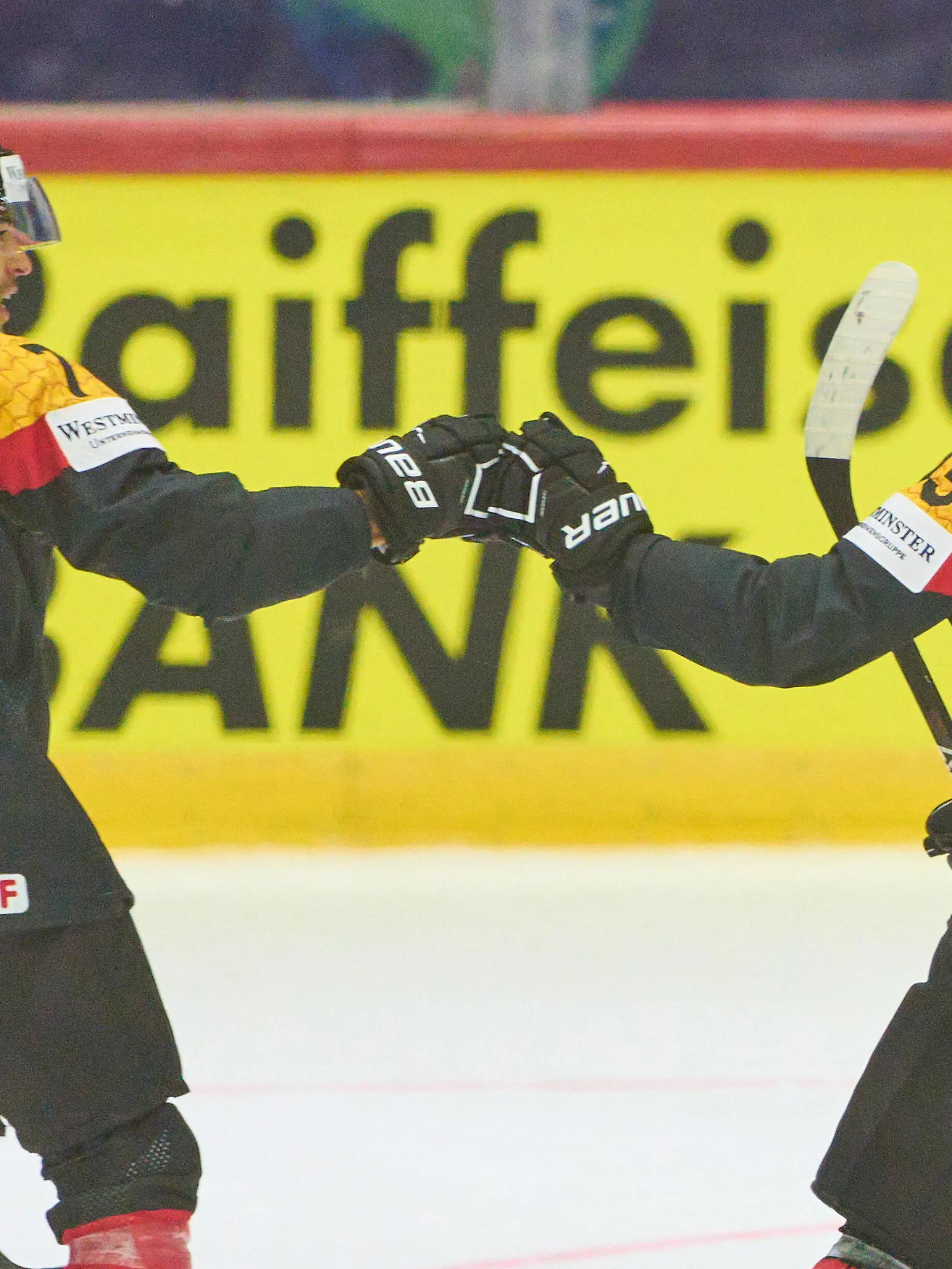  Daniel Fischbuch Nr.77 of Germany scores, shoots goal , Tor, Treffer, Torschuss, 6-1 celebrates his goal, happy, laugh, celebration, with assist Lukas Reichel Nr.73 of Germany in the match GERMANY - ITALY of the IIHF Ice hockey, Eishockey World Championship, WM, Weltmeisterschaft Group B in Helsinki, Finland, May 20, 2022, Season 2021/2022