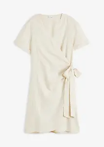 Wickelkleid aus Leinen-Mix