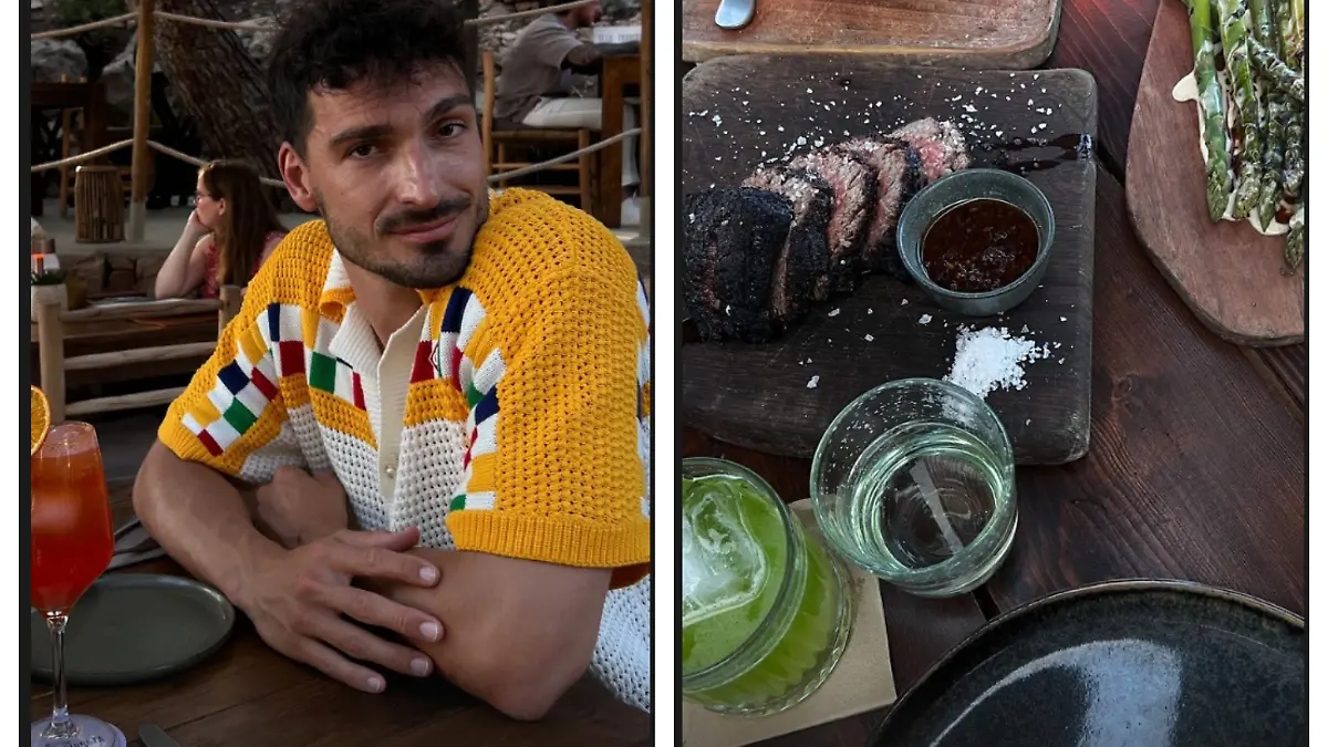 Handelt es sich hierbei um denselben Tisch? Mats Hummels scheint im Urlaub jedenfalls nicht alleine Essen zu gehen. 