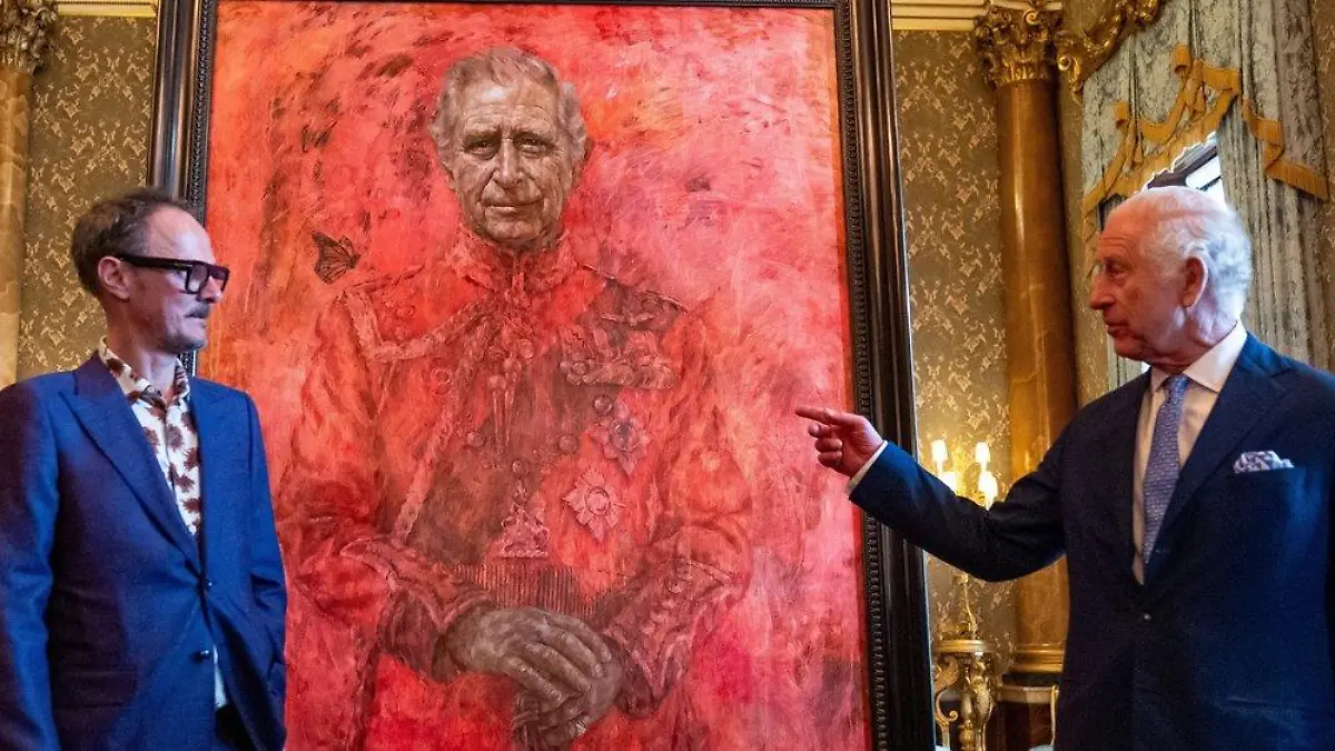 Porträt von König Charles III.: Aktivisten überkleben sein Gesicht
