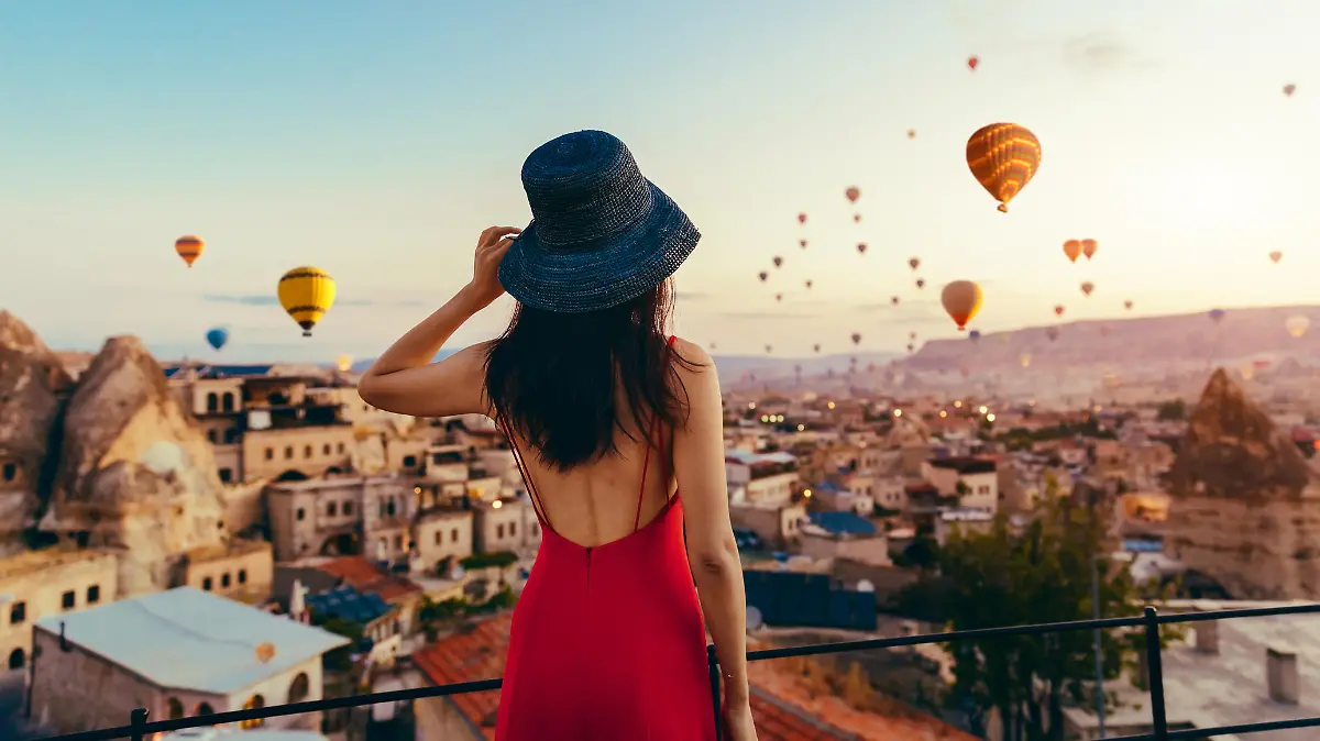 Woman, Hot Air Balloon, Sunset, Turkey - Middle East, Cappadocia, Air Vehicle