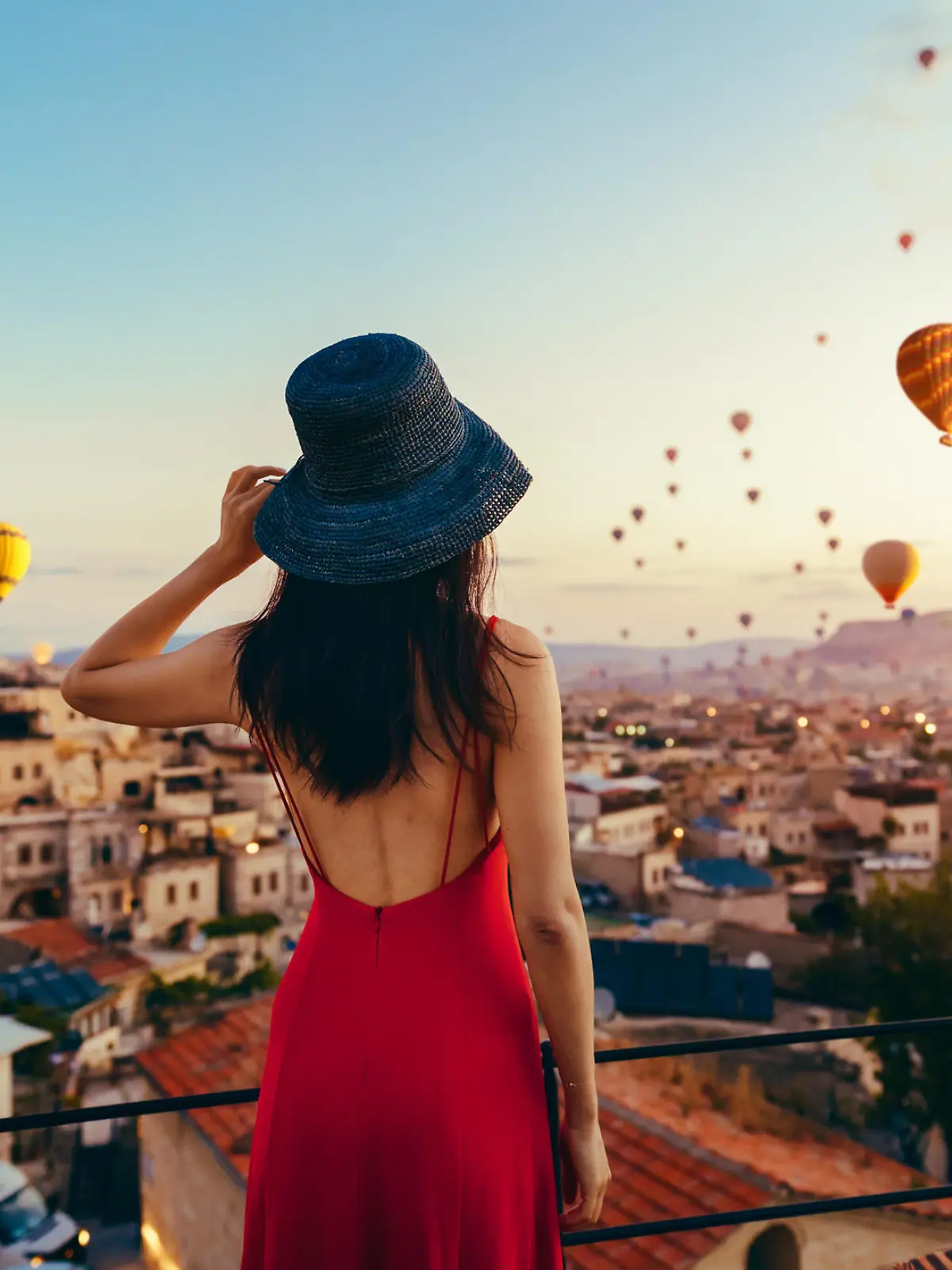 Woman, Hot Air Balloon, Sunset, Turkey - Middle East, Cappadocia, Air Vehicle