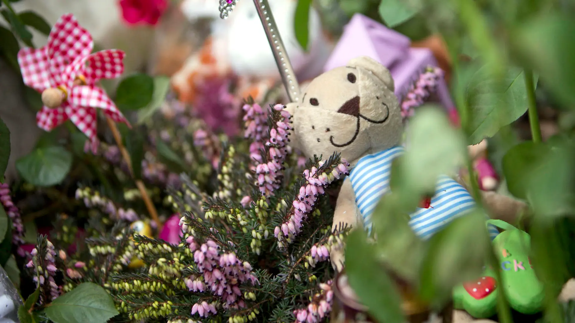 ARCHIV - Ein Stern steht am 05.01.2013 auf dem Hauptfriedhof in Frankfurt am Main (Hessen) hinter einem Stoffbären auf der Grabstelle für «Sternenkinder». Sogenannte Sternenkinder - also tot geborene Babys unter 500 Gramm Gewicht - dürfen künftig einen Namen bekommen: Sie können offiziell beim Standesamt registriert und anschließend auch richtig bestattet werden. Foto: Frank Rumpenhorst/dpa (zu dpa «Neuregelung: «Sternenkinder» dürfen Namen bekommen» vom 14.05.2013) +++(c) dpa - Bildfunk+++