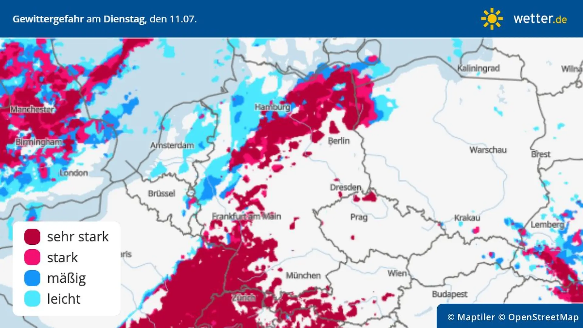 Gefahr von Gewittern