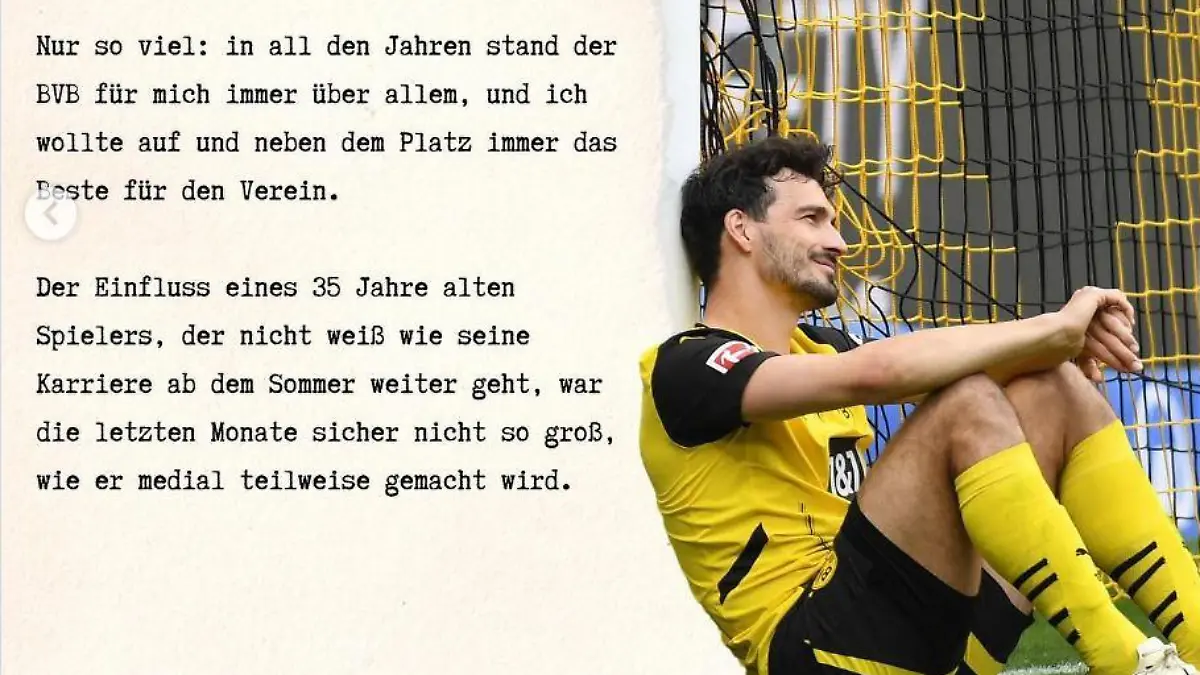 Mats Hummels schreibt Liebesbriefan den BVB
