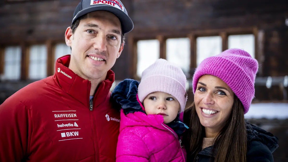 Carlo Janka und seine Frau Jennifer mit ihrer Tochter Ellie