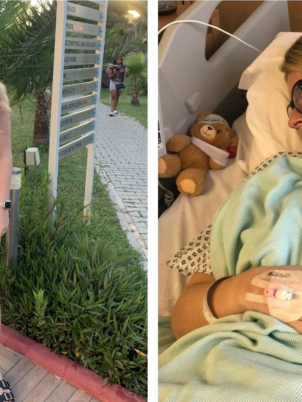 Holly vor und während ihres Krankenhausbesuches