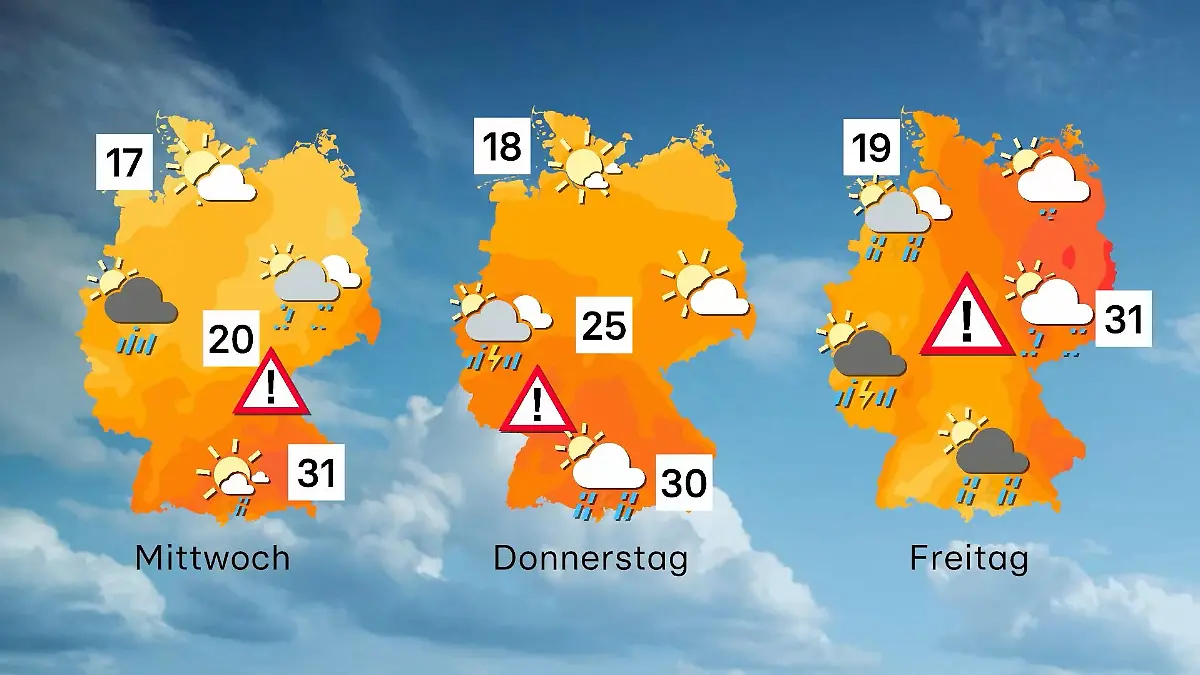 Der Wettertrend von Mittwoch bis Freitag