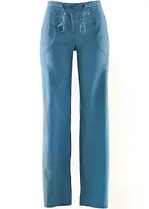 Leinen-Hose mit weitem Bein