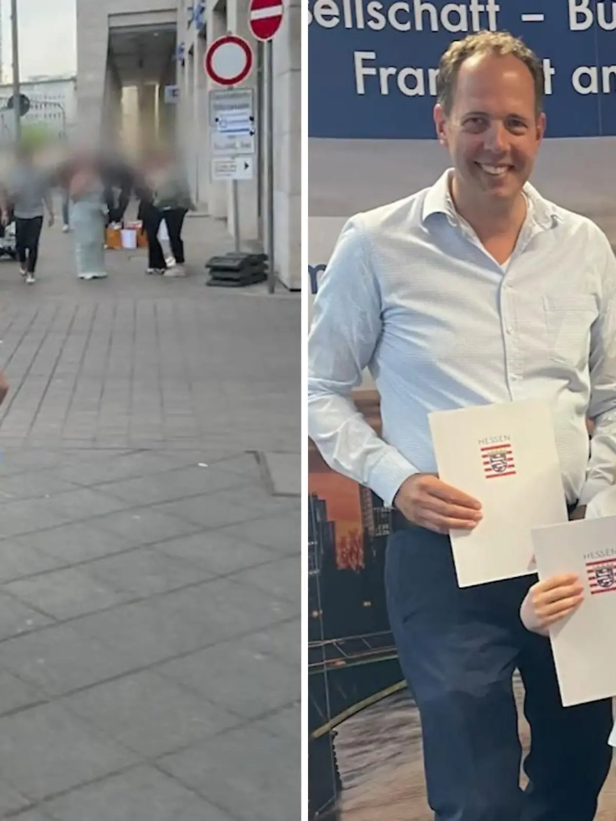 Fotocollage: Links rennt Lisa mit dem Rücken zur Kamera, rechts ein Foto ihrer Ehrung