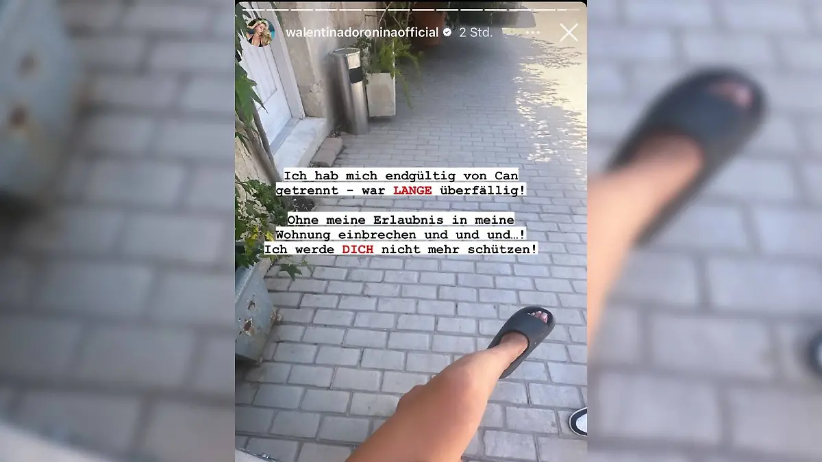 Walentina verkündet Trennung von Can auf Instagram.