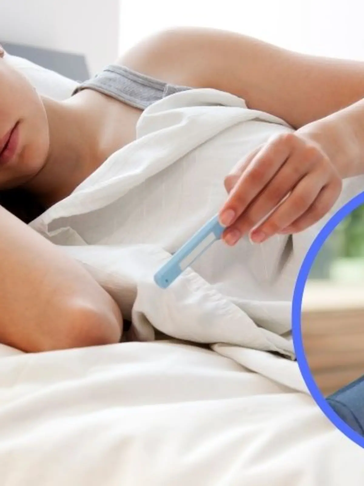 Collage Frau liegt mit Fieber im Bett / Dr. Christoph Specht