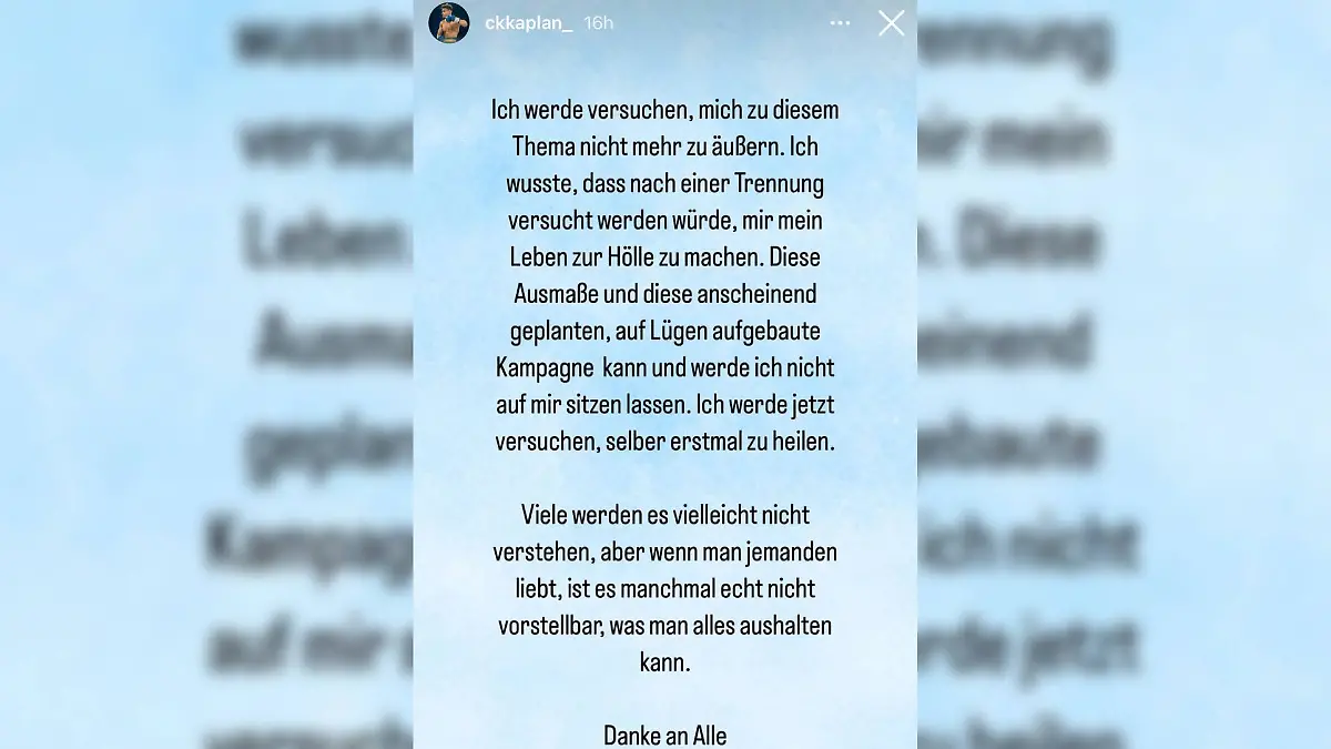 In seiner Instagram-Story gibt Can Kaplan ein Statement ab.