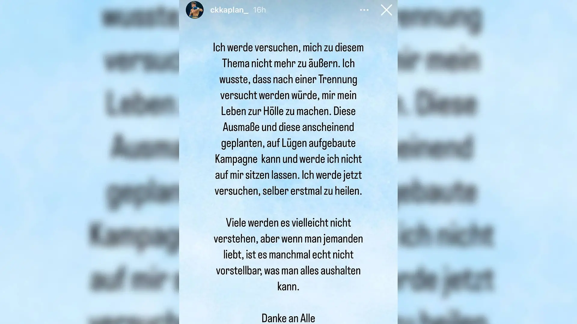 In seiner Instagram-Story gibt Can Kaplan ein Statement ab.
