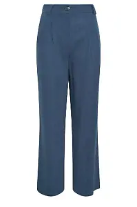 Leinenhose in Marineblau mit weitem Bein