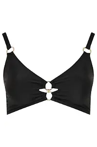 Bikinioberteil in Schwarz mit Ringdetail