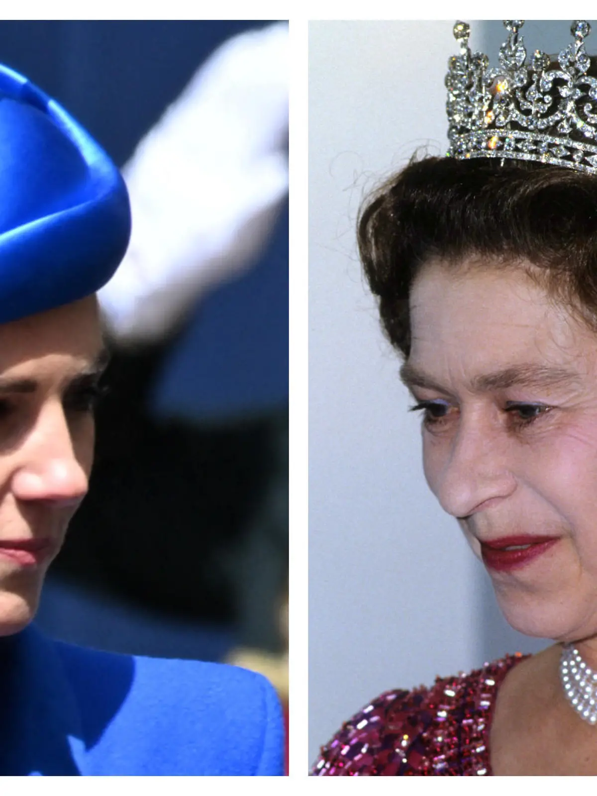 Prinzessin Kate trägt hier die Halskette, mit der die Queen bereits 1983 abgelichtet wurde.