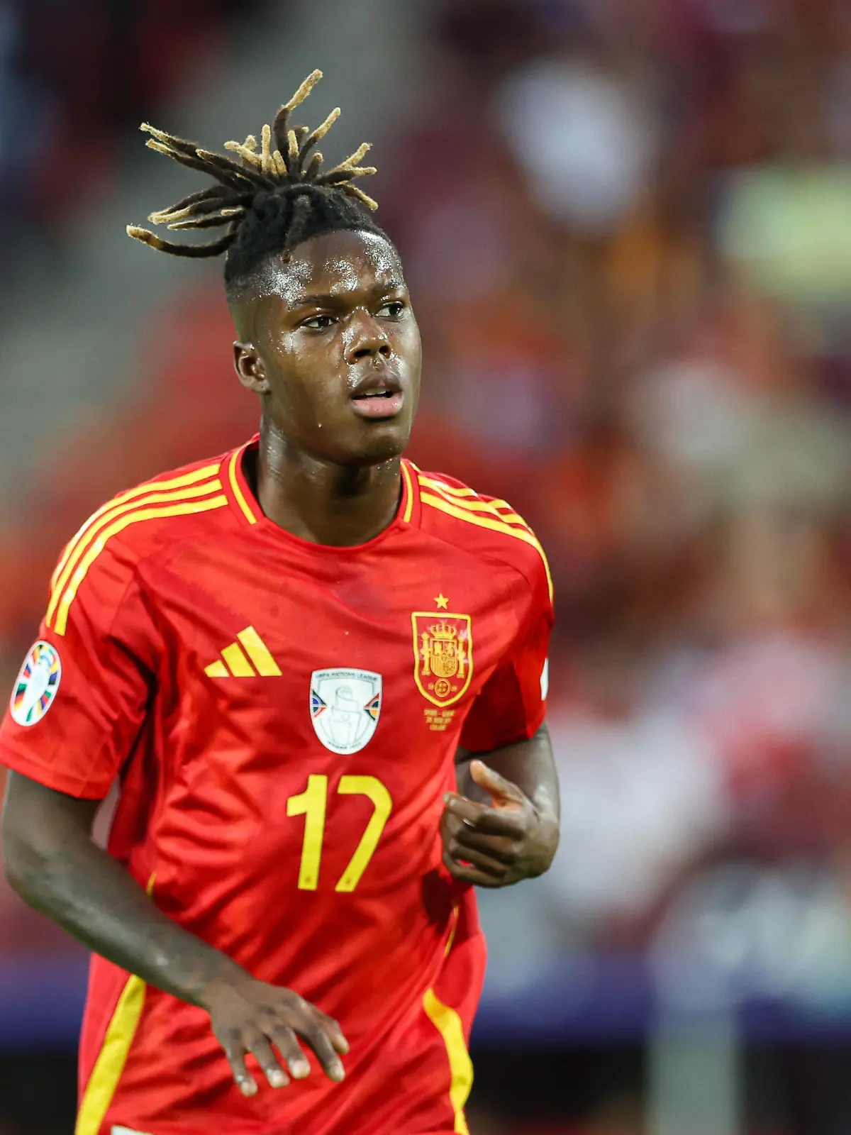 June 30, 2024, Cologne, Germany: Nico Williams of Spain seen in action during the UEFA EURO, EM, Europameisterschaft,Fussball 2024 match between Spain and Georgia at RheinEnergieStadion. Final score: Spain 4:1 Georgia. Cologne Germany - ZUMAs197 20240630_aaa_s197_501 Copyright: xGrzegorzxWajdax