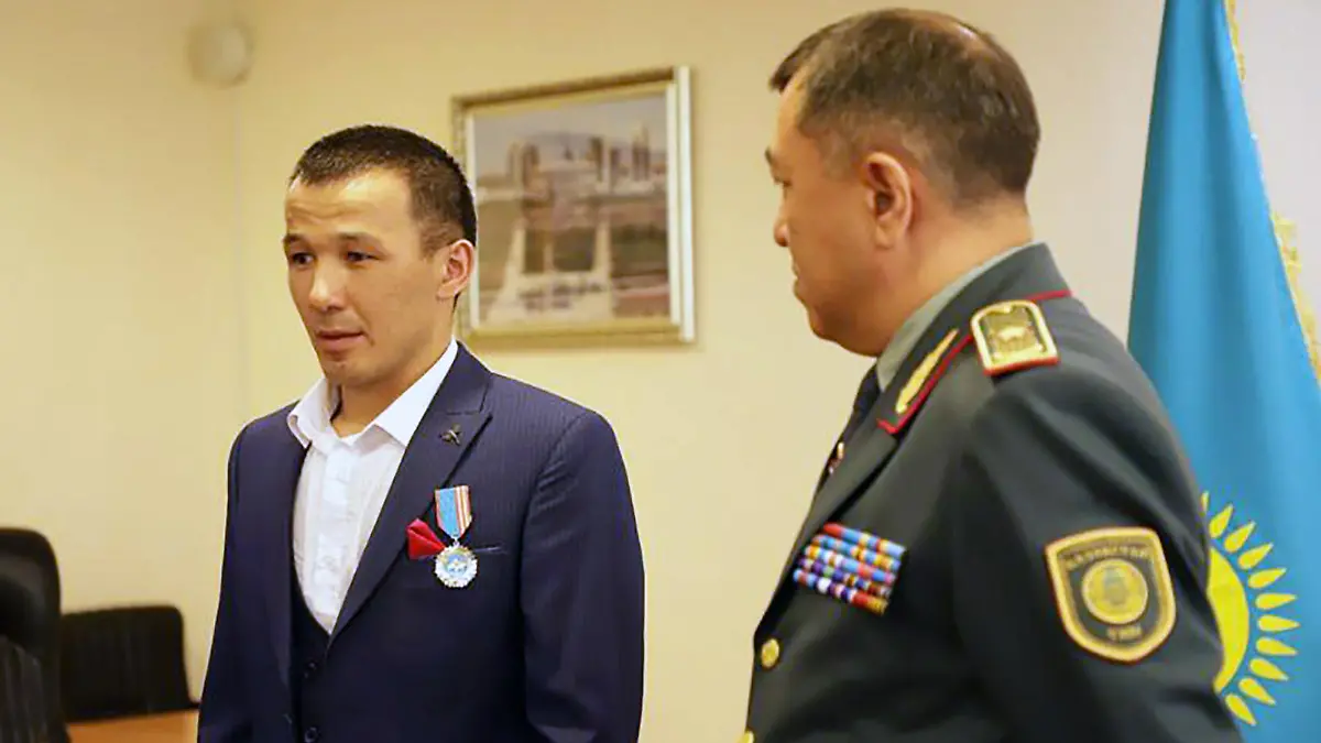 Sabit Shontakbayev, 37, father of four, who risked his life to save a 3-year-old girl in Nur-Sultan, Kazakhstan, received a medal for his bravery