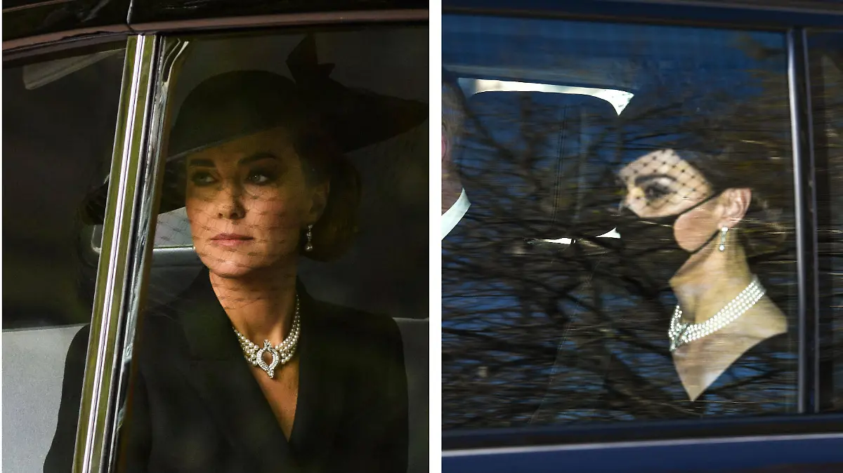 Prinzessin Kate bei der Beerdigung der Queen in September 2022 und der Beisetzung von Prinz Philip im April 2021.