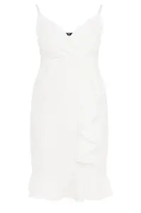 Gerüschtes Jacquard-Kleid in Weiß