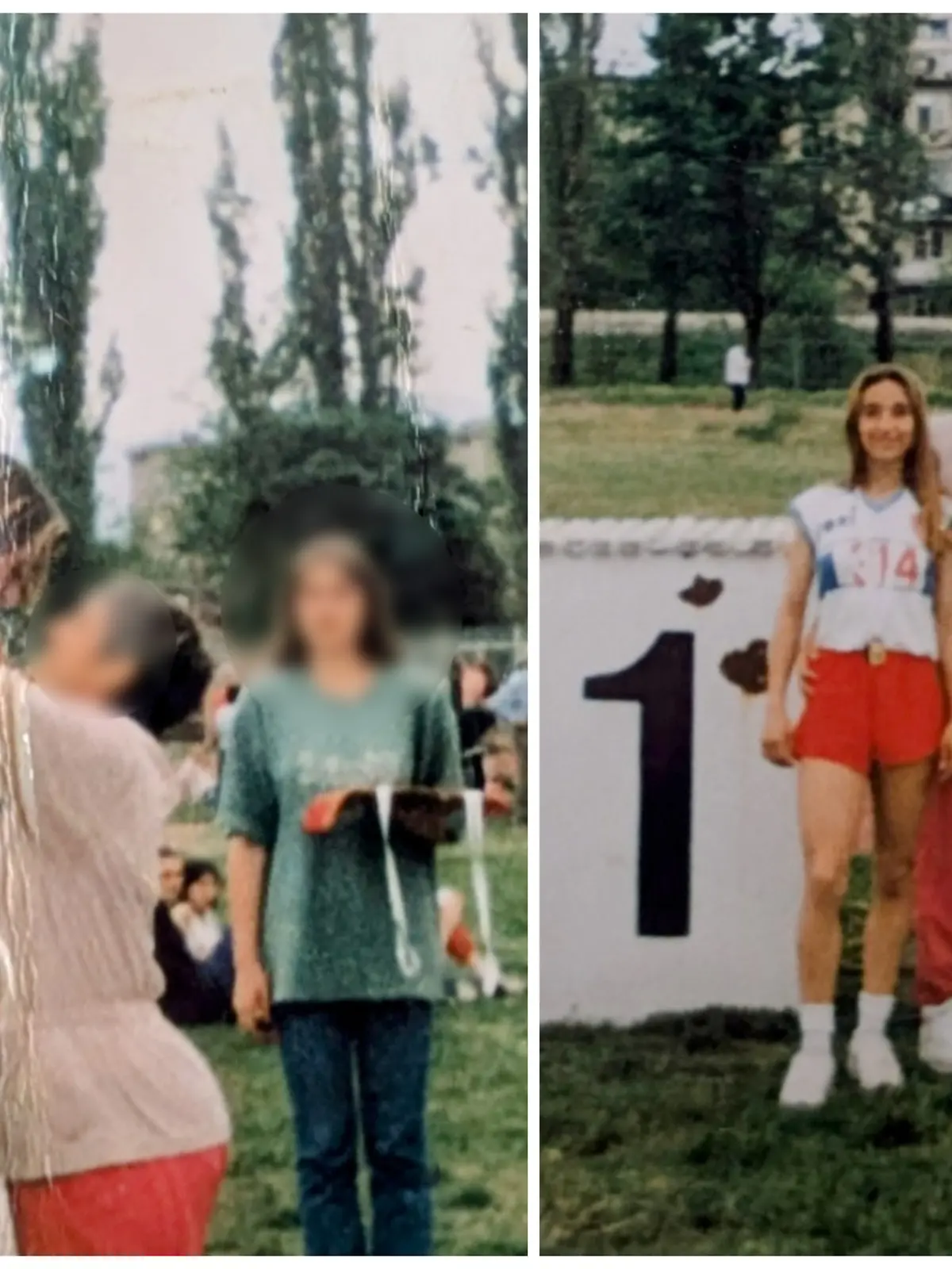 Fotokollage: Links wird ihr gerade eine Medallie umgehängt, rechts blickt Rositsa steht sie mit ihrem Team vor dem Treppchen.